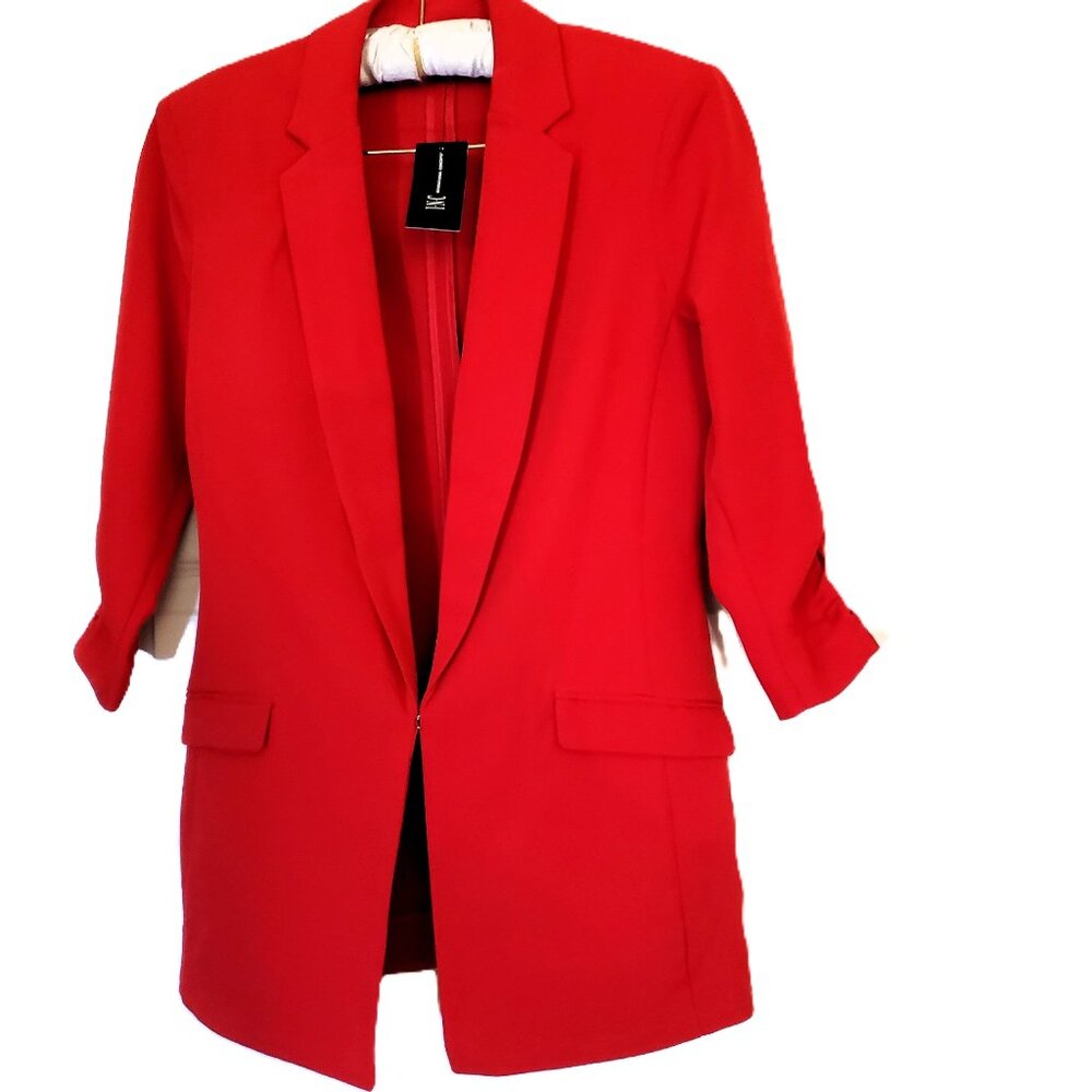 NWT "Cherry Candy" Red Ruched Sleeve Blazer – Size S